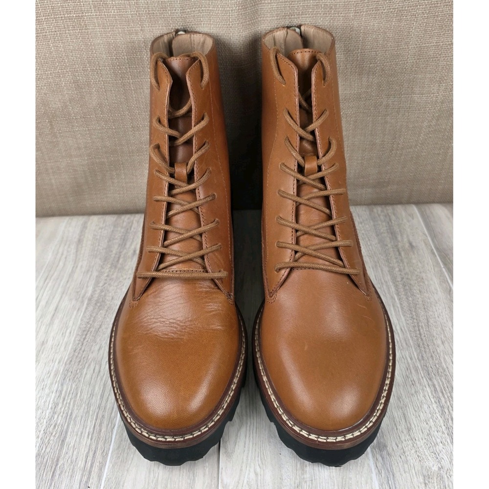 Madewell The Citywalk Lug Sole Lace Up English Saddle Leather Boots Womens 7